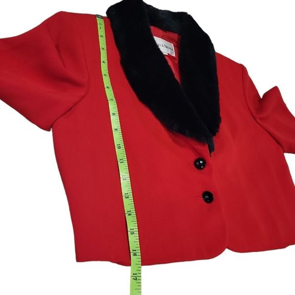 𝅺Danny & Nicole red and black faux fur 2 piece dress set sz 6 - Picture 11 of 16